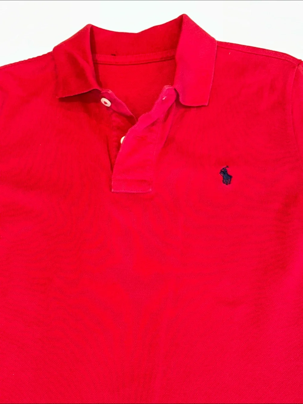 Ralph Lauren Red Short-Sleeve Polo with Navy Pony Sz 7 (Missing size tag)